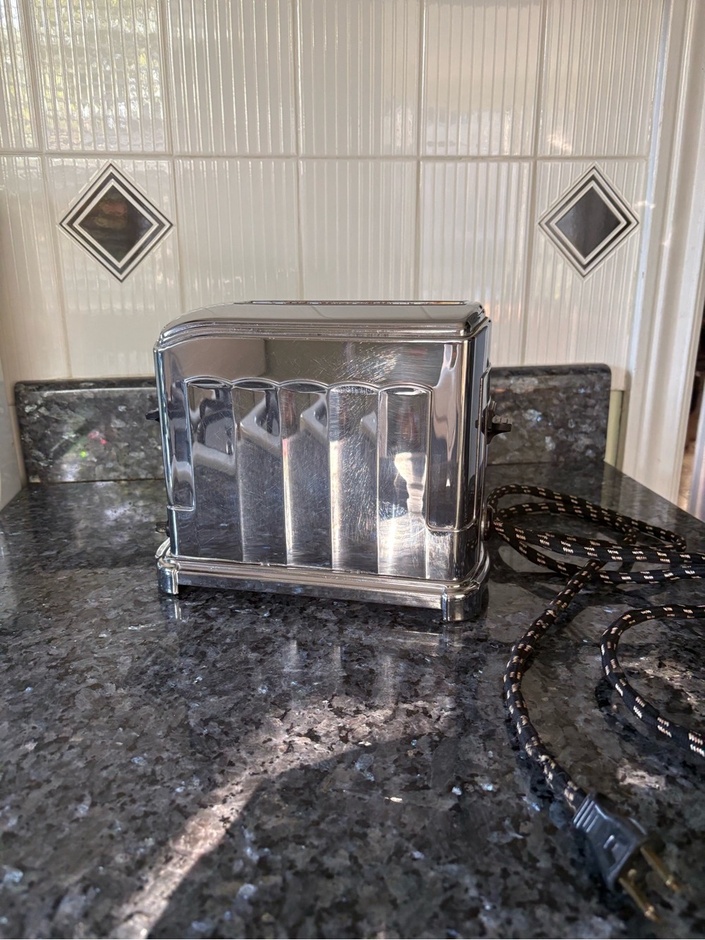 Vintage Crome Art Deco Toaster!Works! All Original